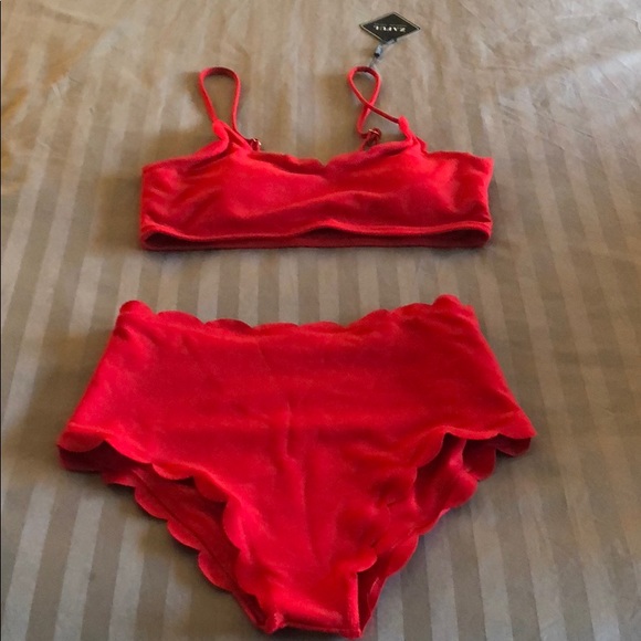 red high waisted bikini